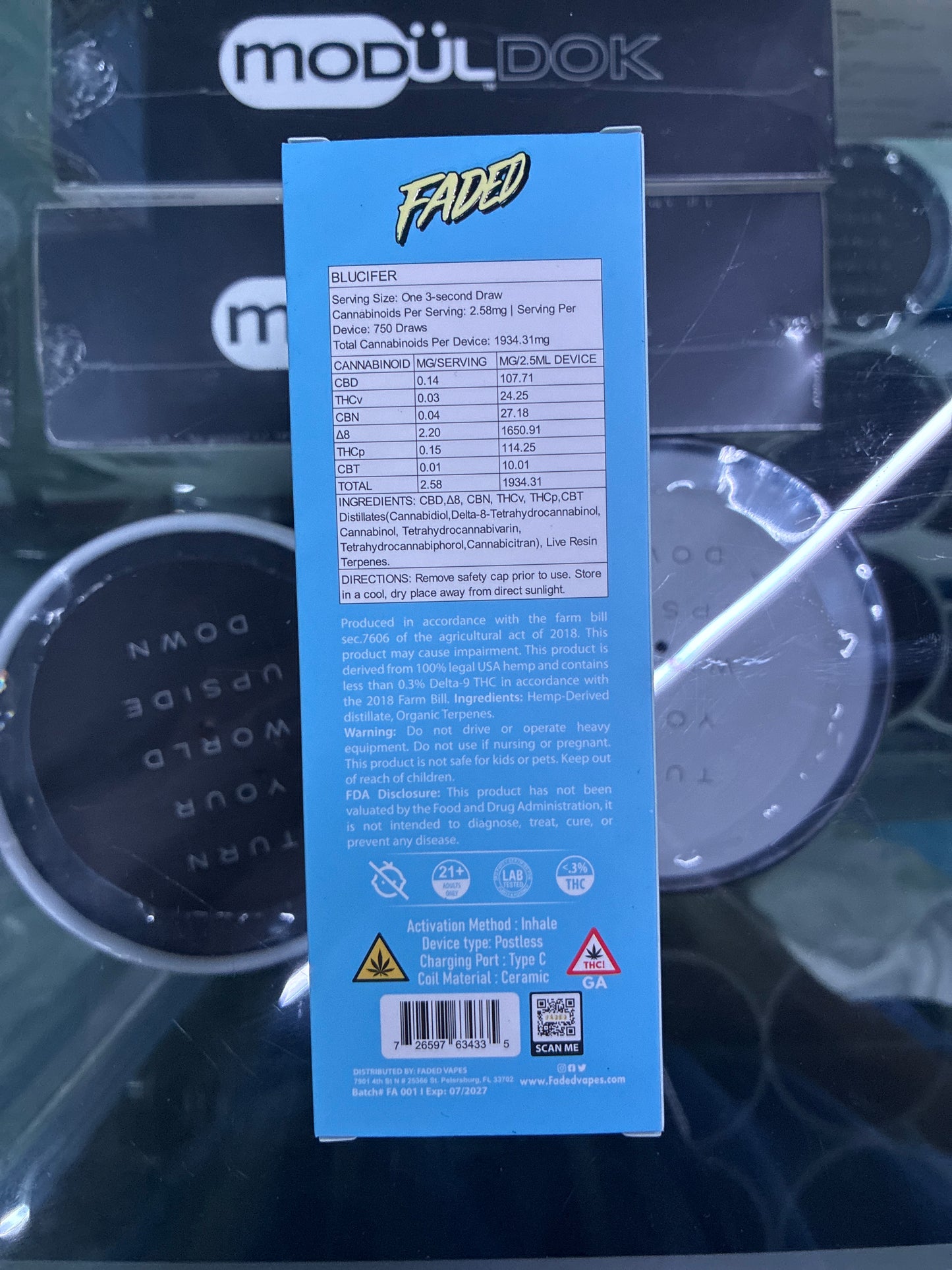 Faded thc-p + cb9a 2.5ml disposable sativa bluecifer