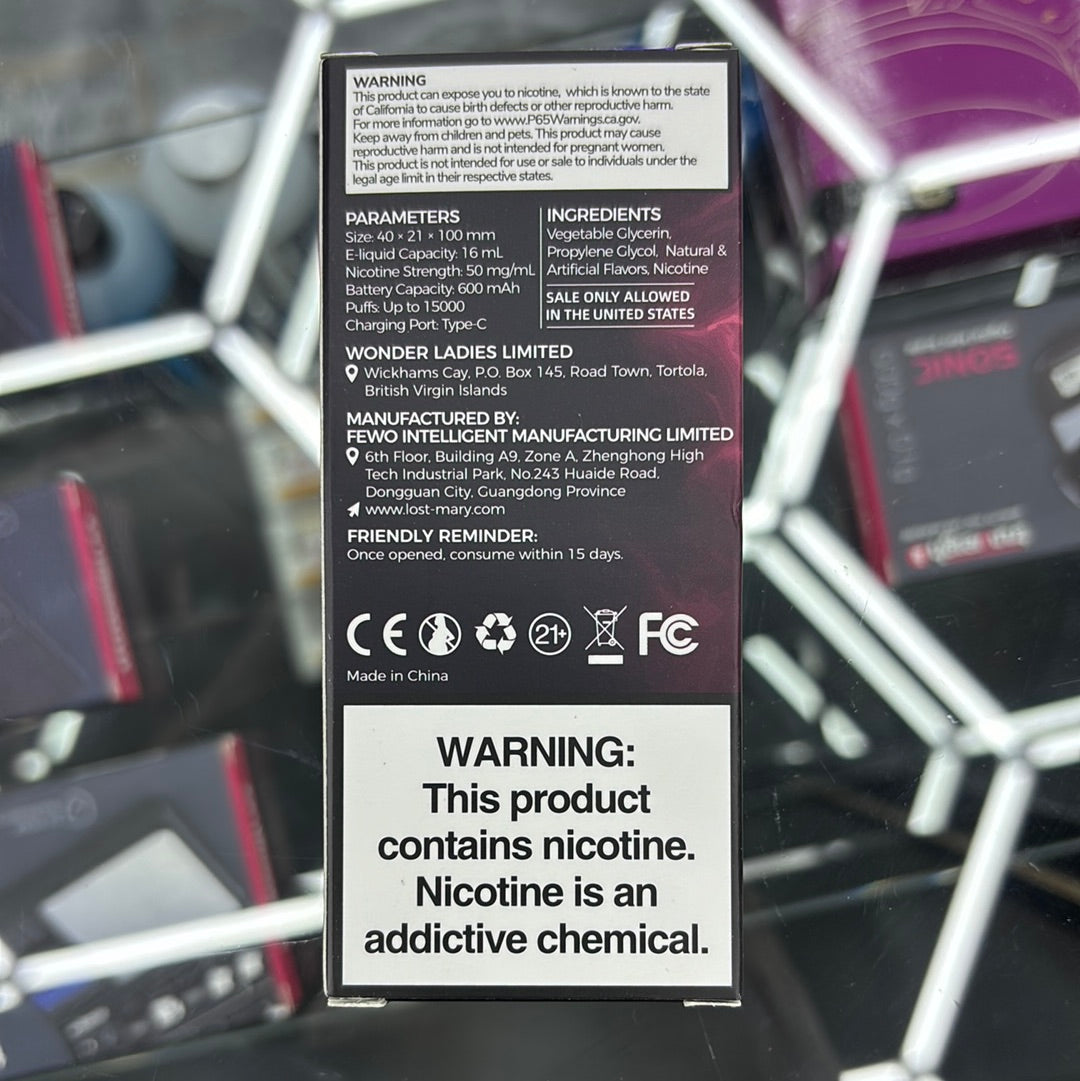 Lost Mary cherry strazz 15,000 puffs thermal edition