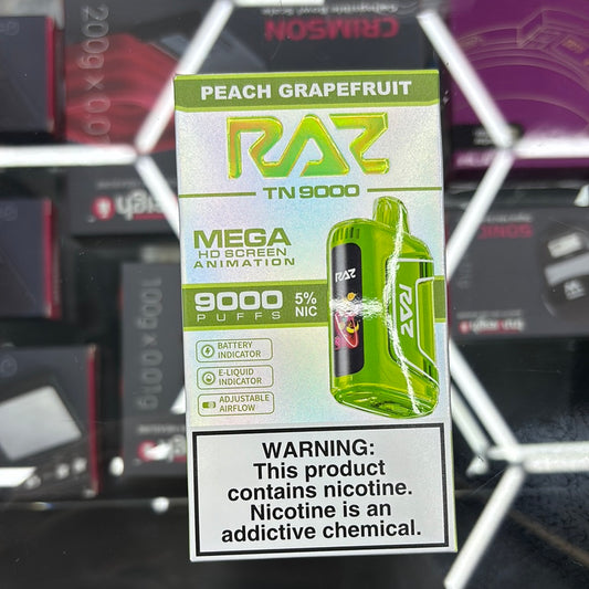 Raz peach grapefruit, 9000 puffs