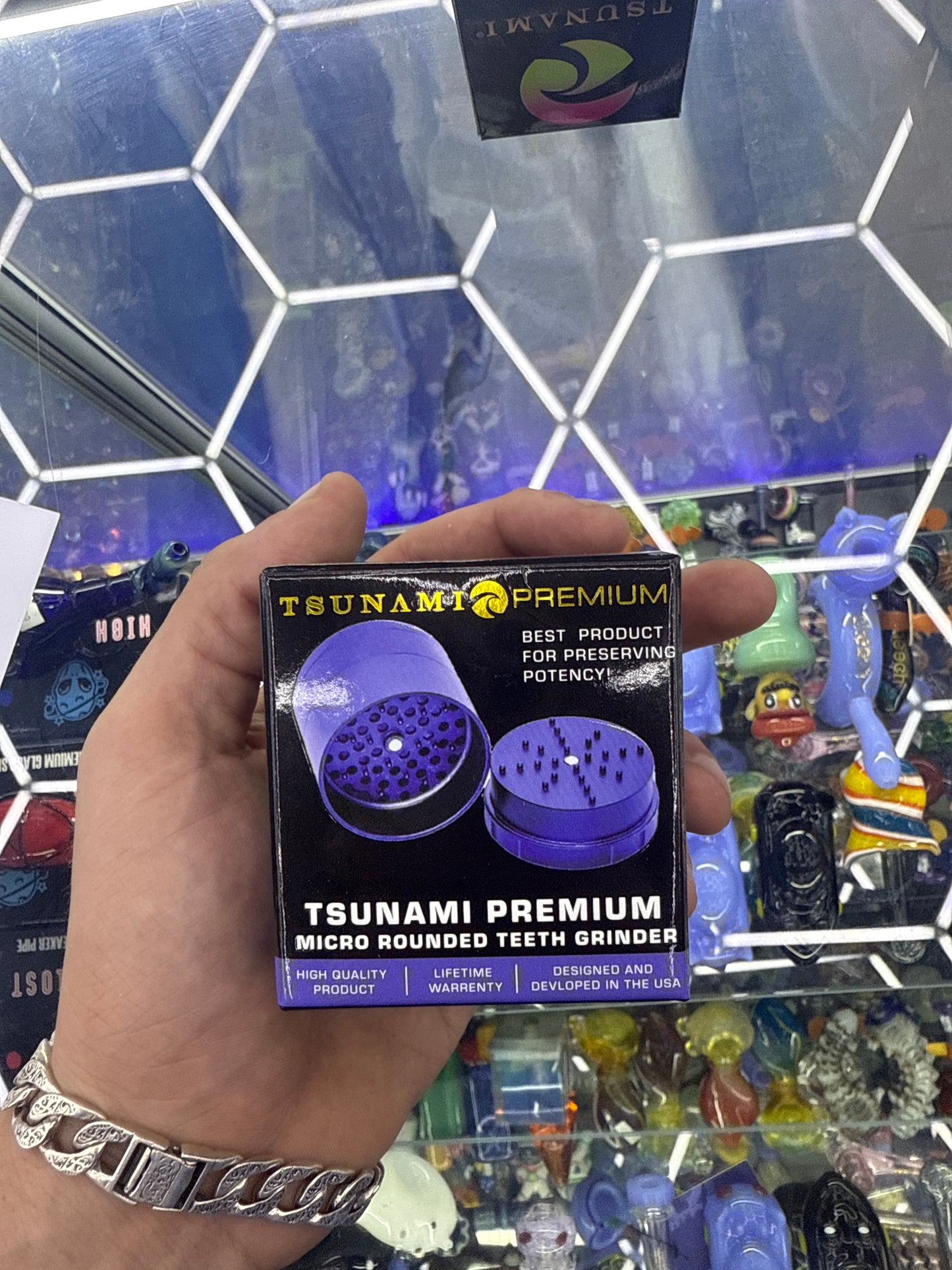 Tsunami Premium Micro Rounded Teeth Grinder 63MM Blue
