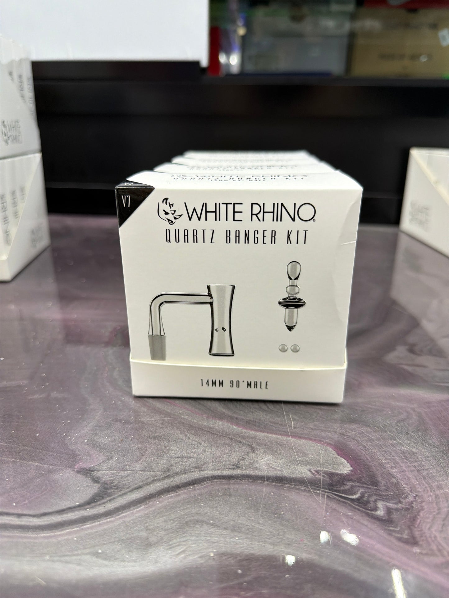 WHITE RHINO 14MM 90° Terp Slurper Quartz Banger Kit with Carb Cap & Terp Balls - V7