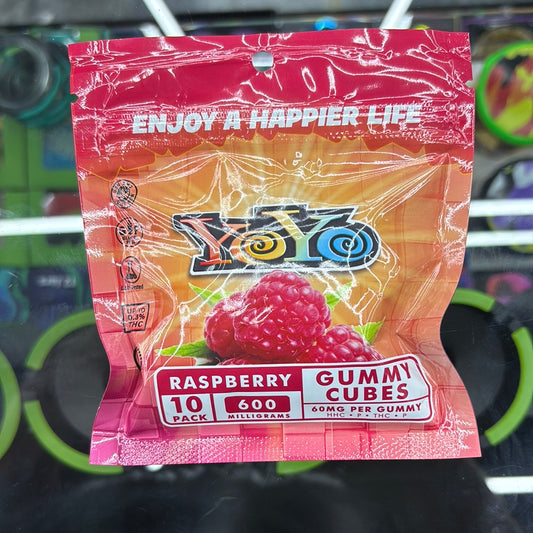 Yoyo raspberry gummy cubes 10 pack 600 mg