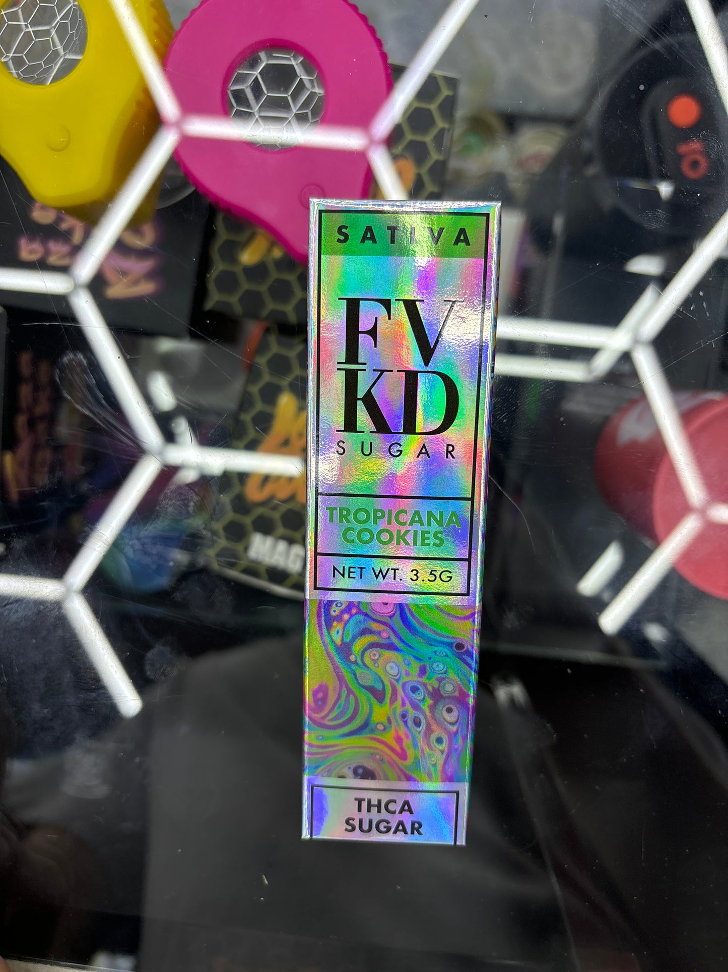 Fvkd exotics tropicana cookies, 3.5G sativa THCA sugar