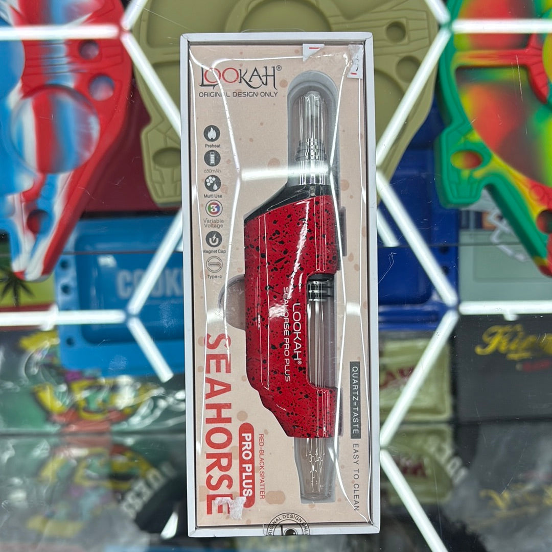 Lookah seahorse pro plus red & black splattered dots