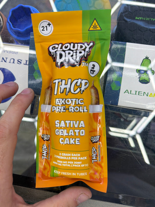 Cloudy Drip Exotic Thca preroll 2ct sativa gelato cake