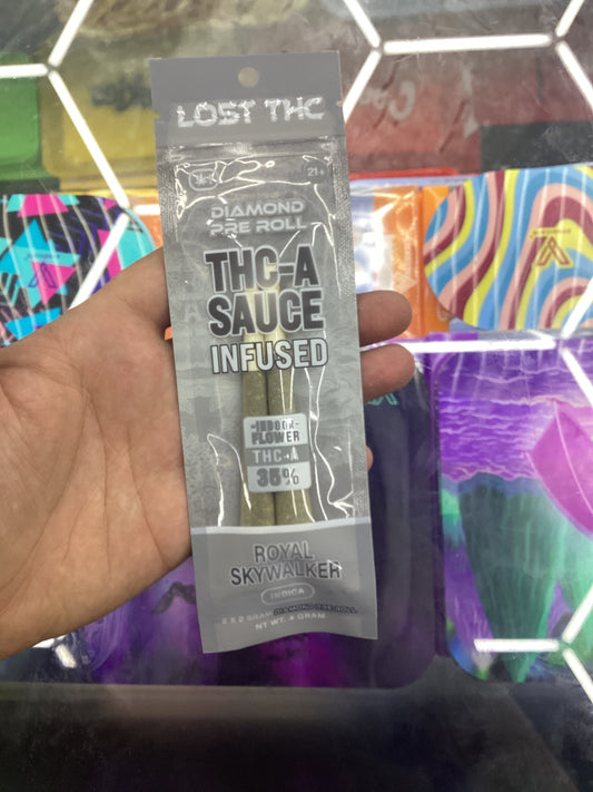 Lost thc-a pre-rolls, thca sauce, infuse royal skywalker