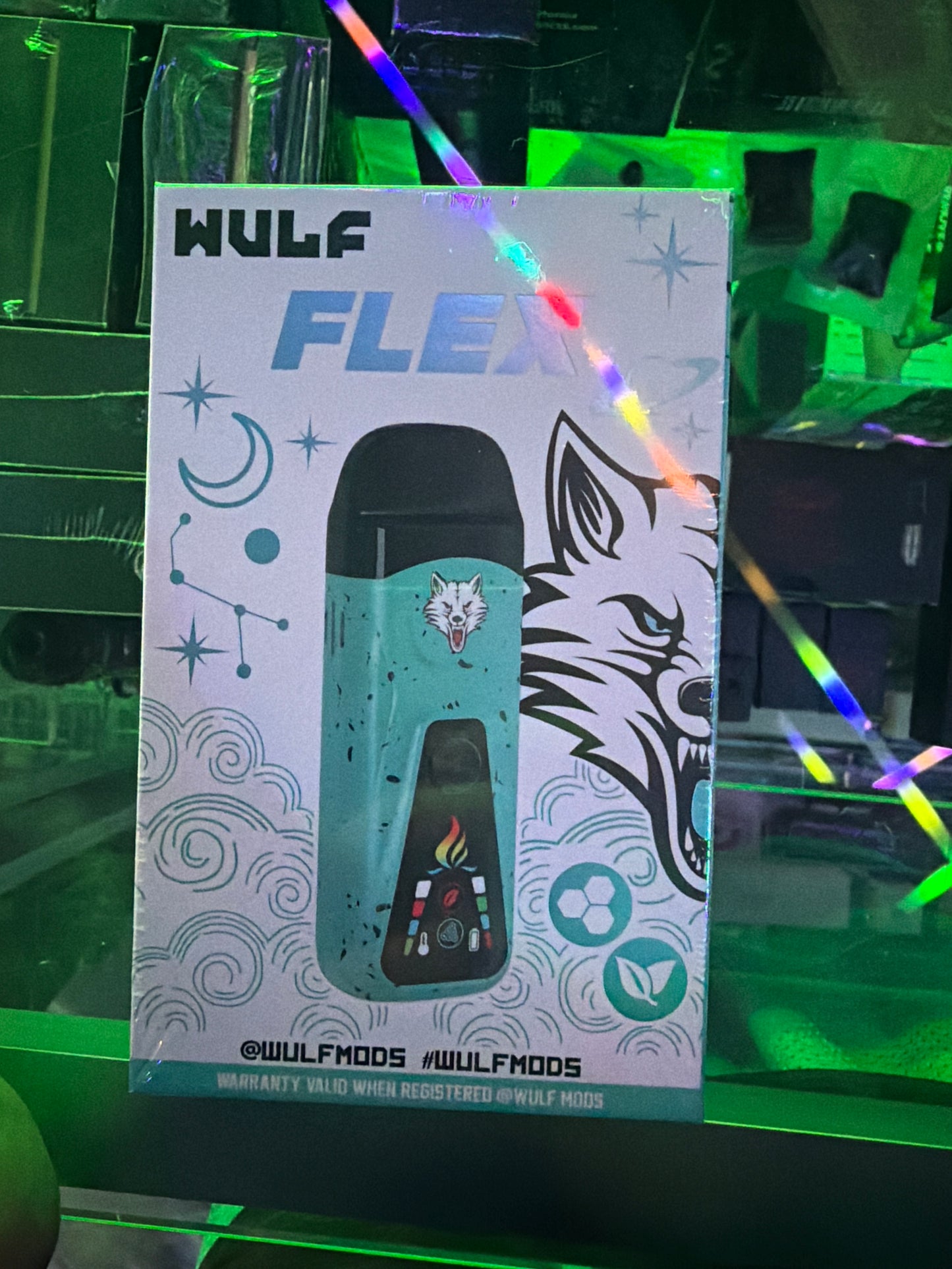 WULF MODS FLEX DUAL USE CONCENTRATE AND DRY HERB VAPORIZER TEAL BLACK SPLATTER