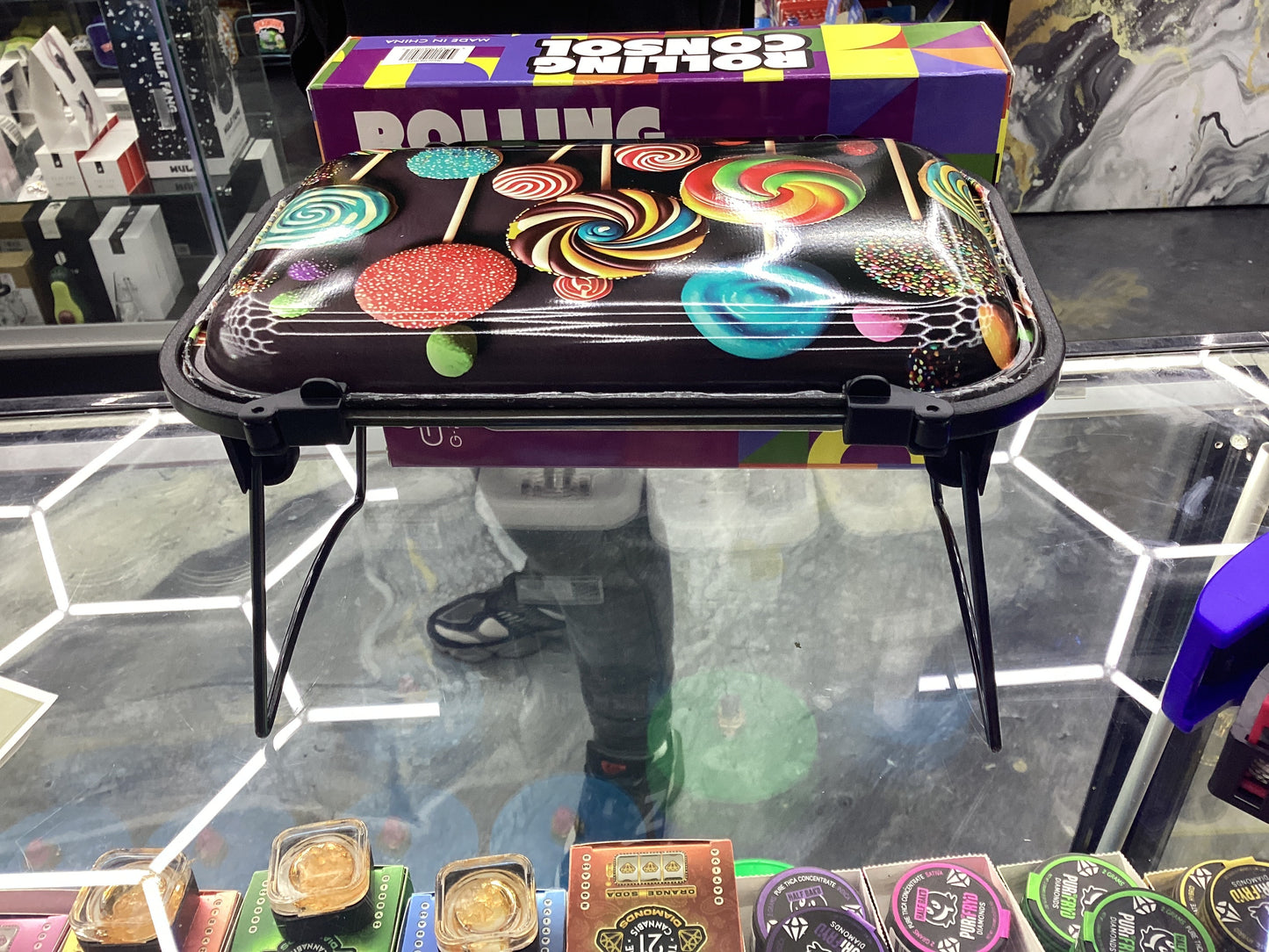 Rolling console tray