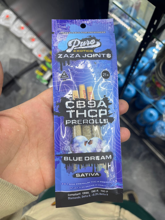 Puro exotics Zara joints CB9A thcp prerolls blue dream sativa