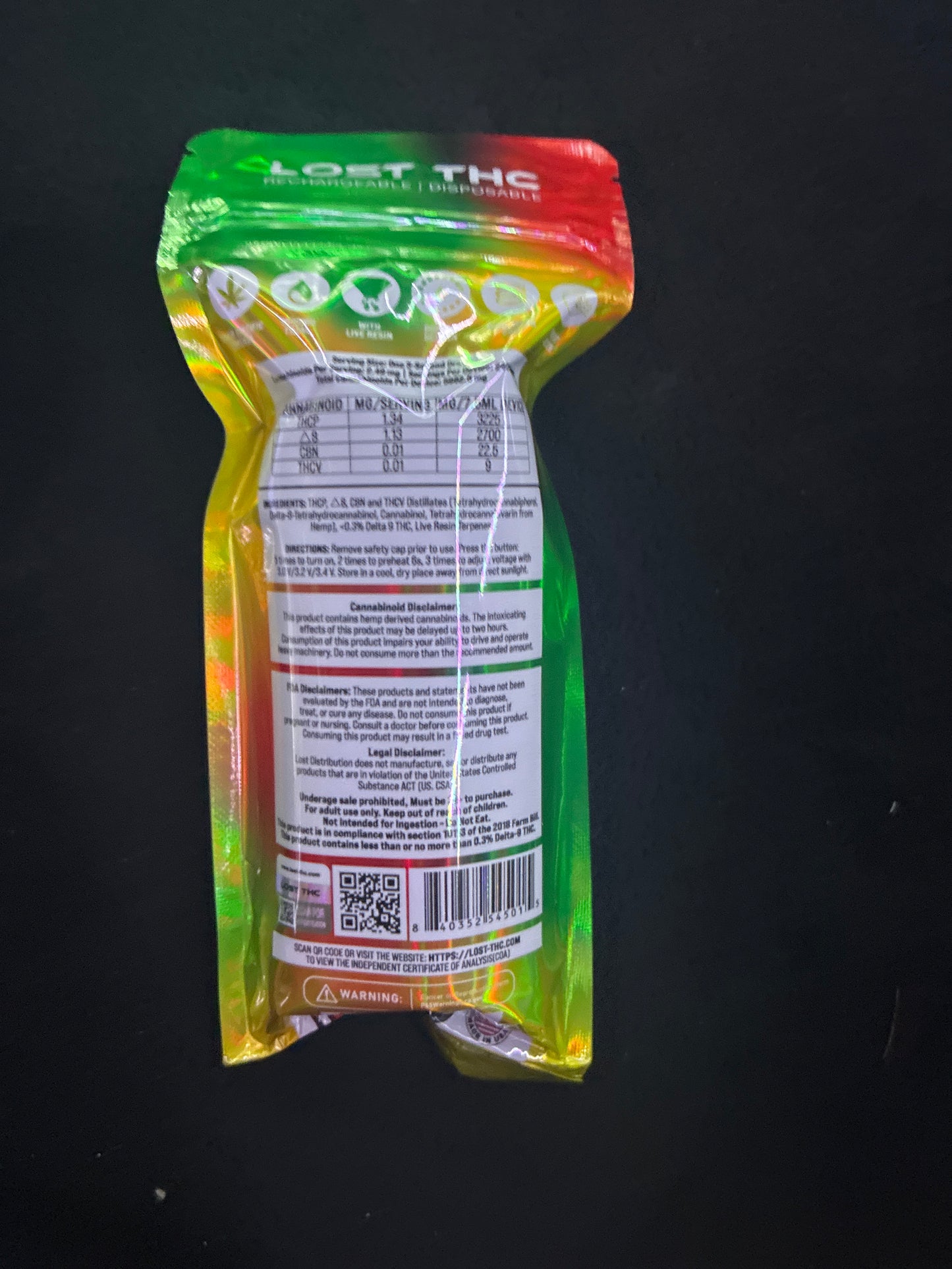 Lost thc live resin enhanced watermelon gelato ice sativa 7.5 G