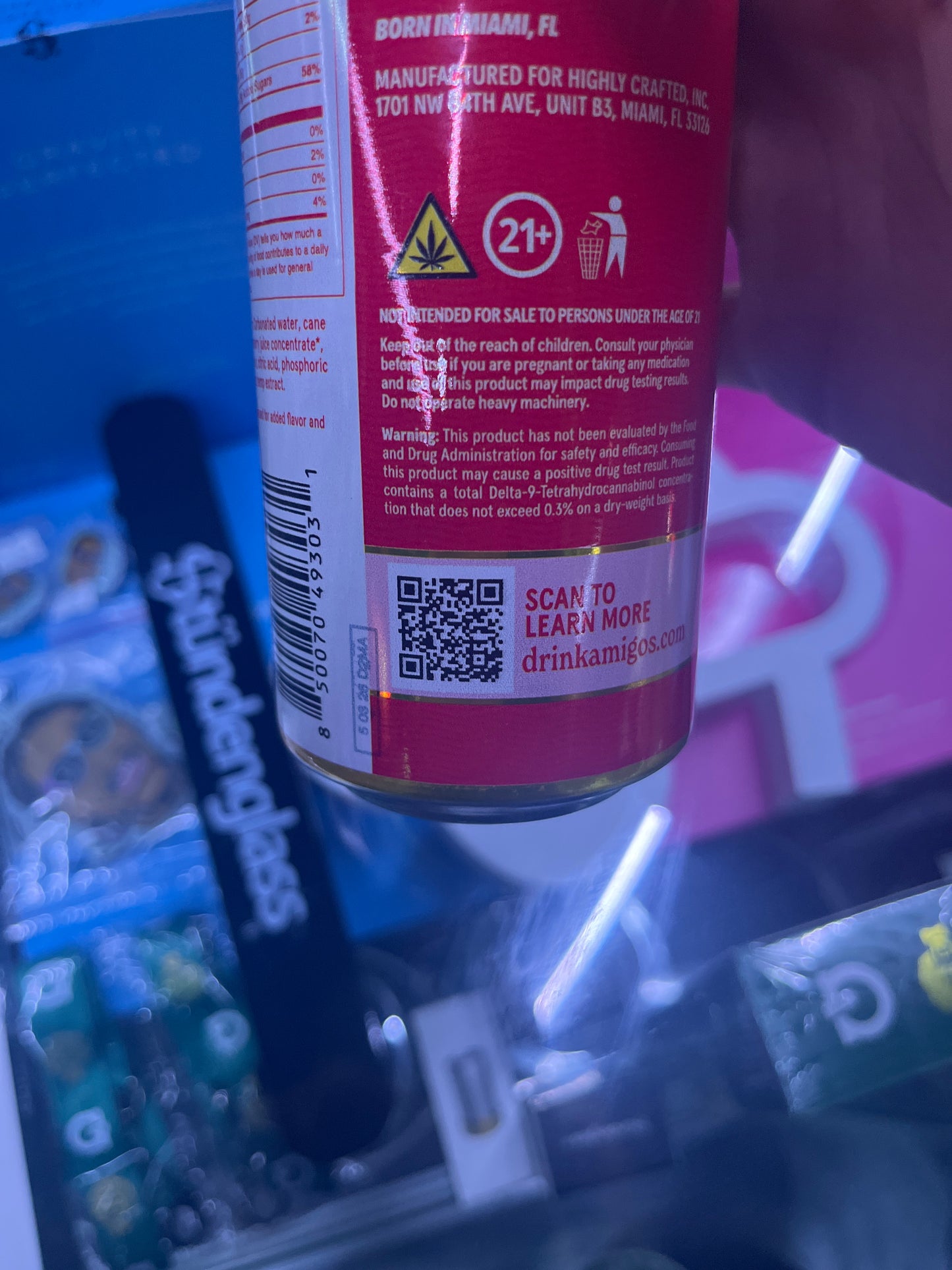 Amigos strawberry cannabis soda