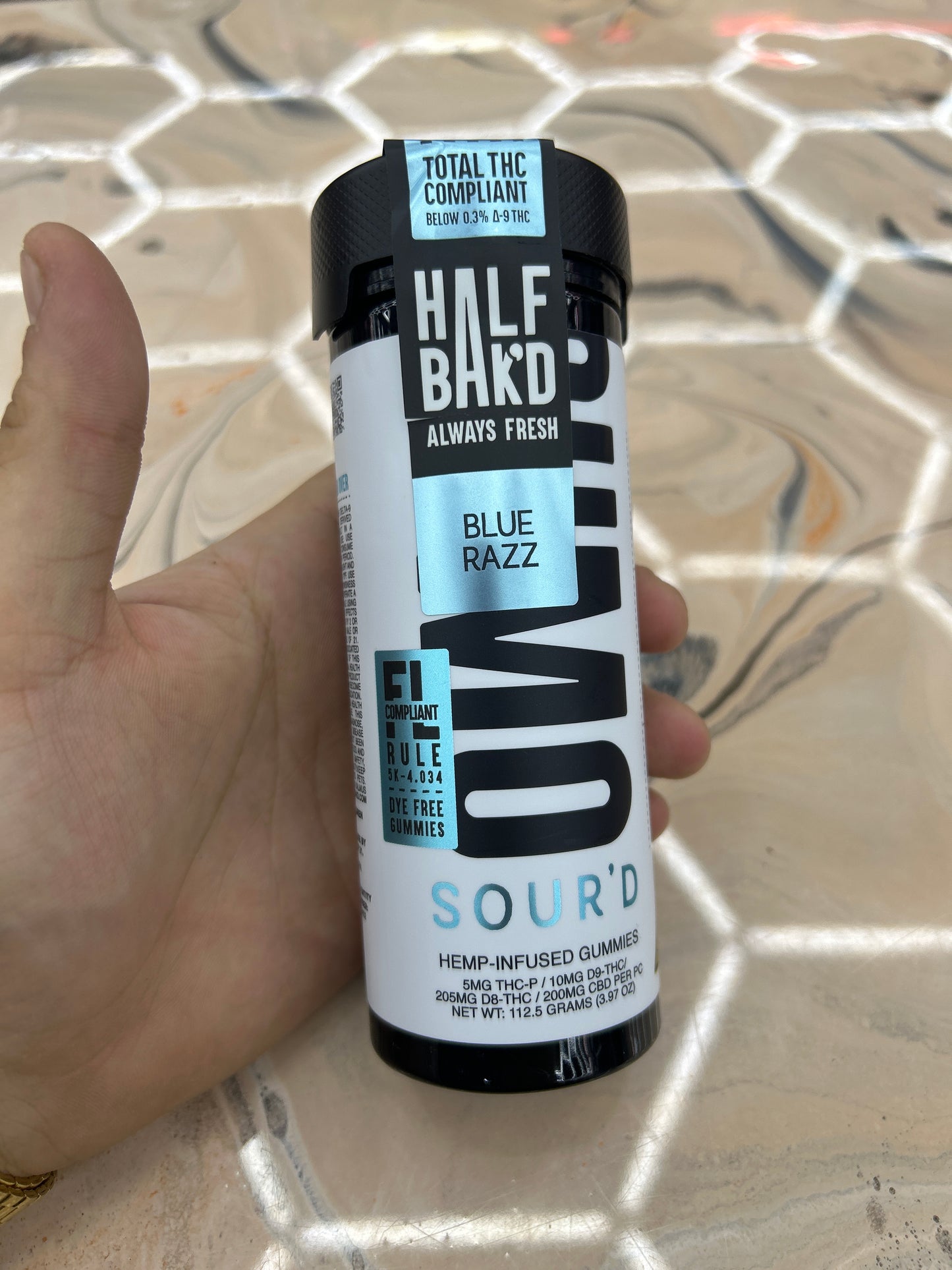 Half baked THCP sourd sumo gummy 10000mg 25ct jar blue razz