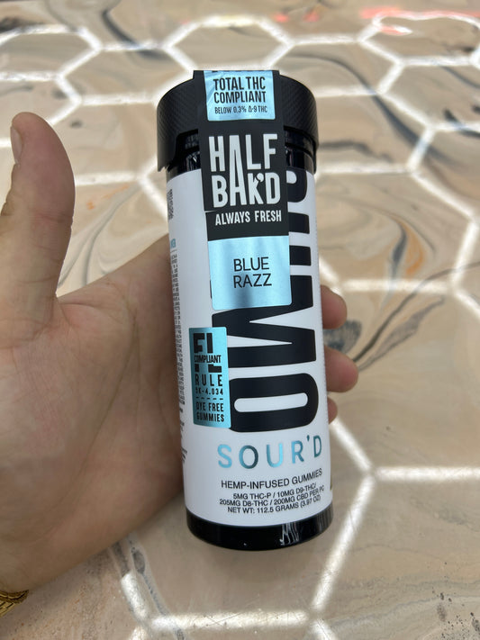 Half baked THCP sourd sumo gummy 10000mg 25ct jar blue razz