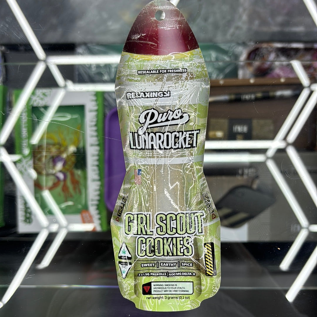 Puro lunarocket Girl Scout cookies, 2X 1.5G pre-roll, relaxing