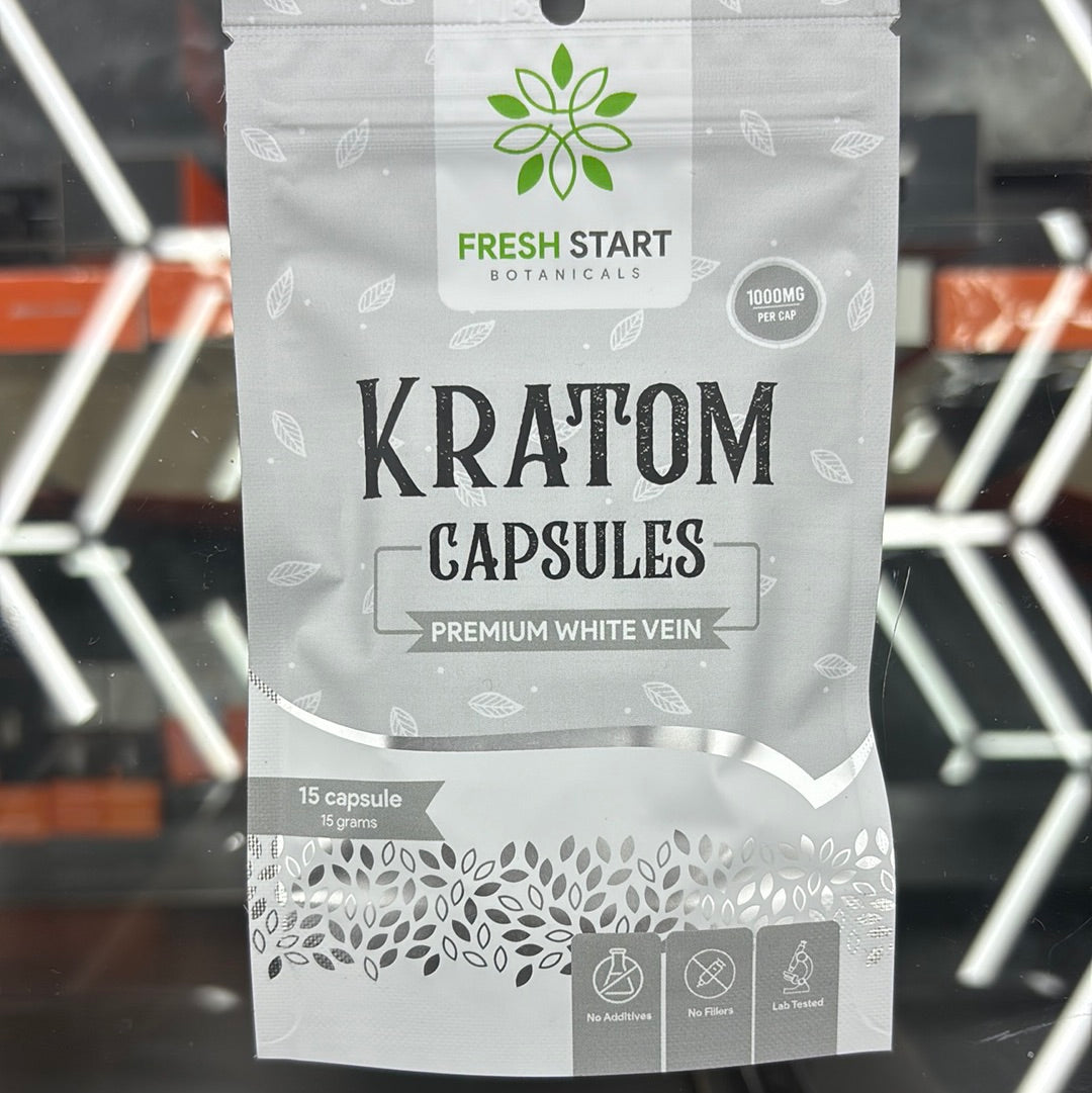 Fresh start botanicals Kratom capsules, premium white vein 15 capsules