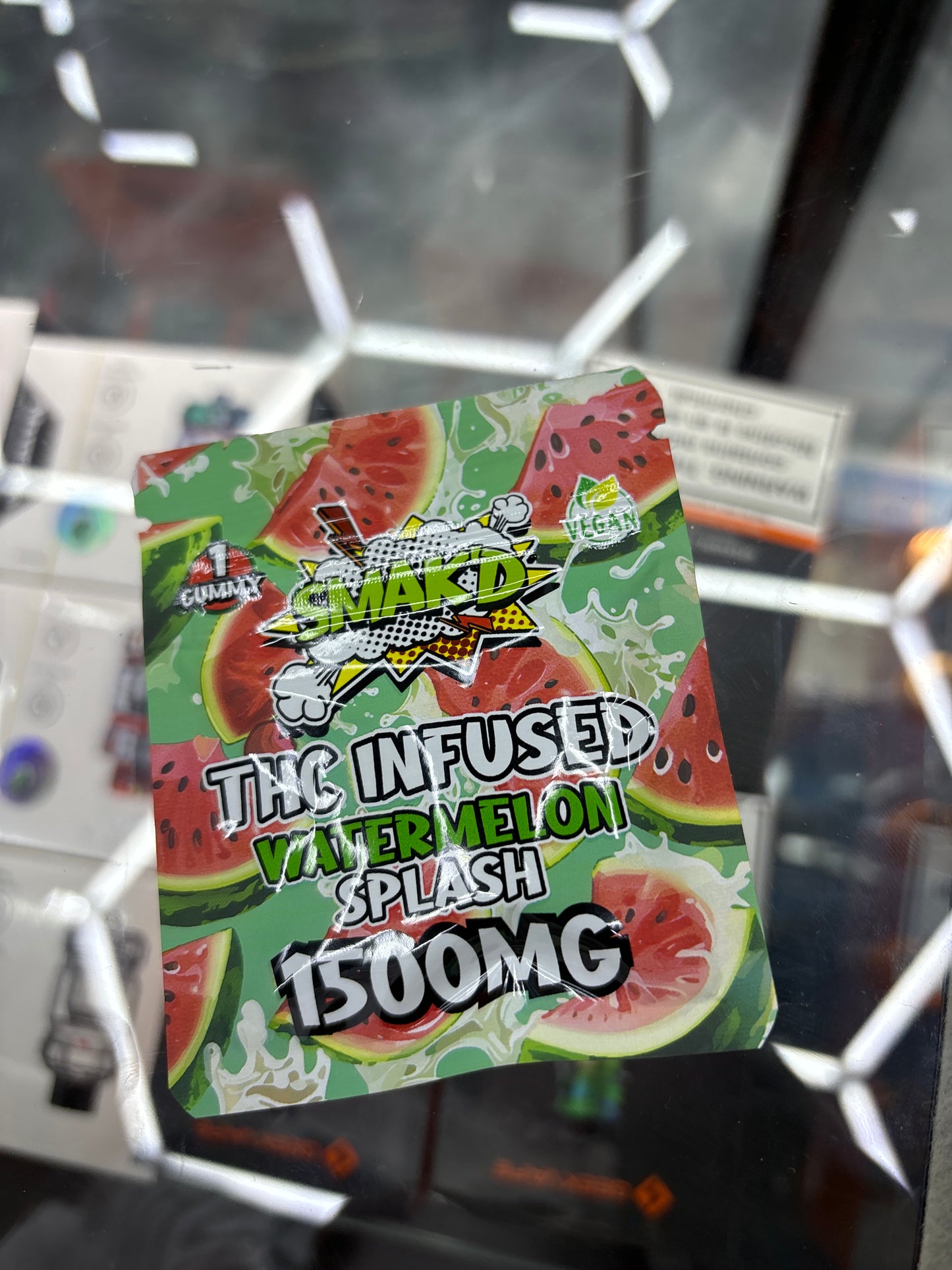 Smak’d THC infuse gummy’s 1500MG 1 gummy per bag watermelon