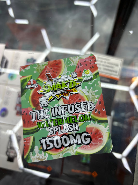 Smak’d THC infuse gummy’s 1500MG 1 gummy per bag watermelon