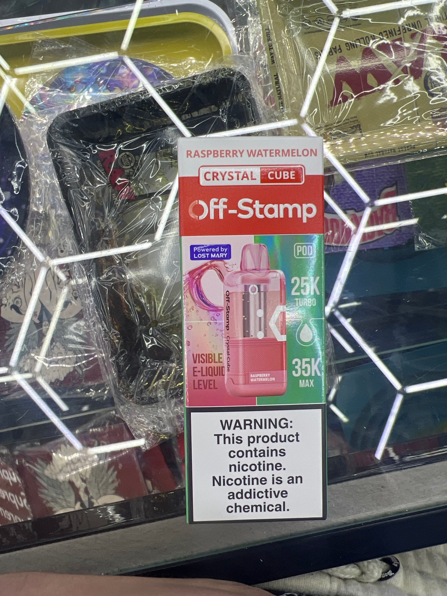 Off stamp crystal cube 25K raspberry watermelon