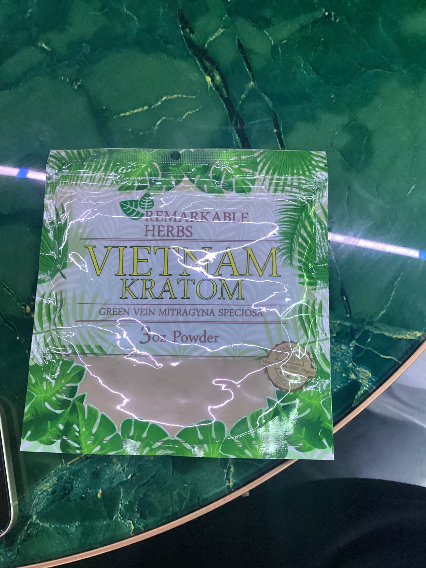 Remarkable herbs, vietnam Kratom , green vein mitragyna speciosa 3oz powder