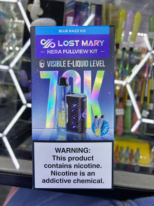 Lost Mary nera fullview kit 70k hits  blue razz ice