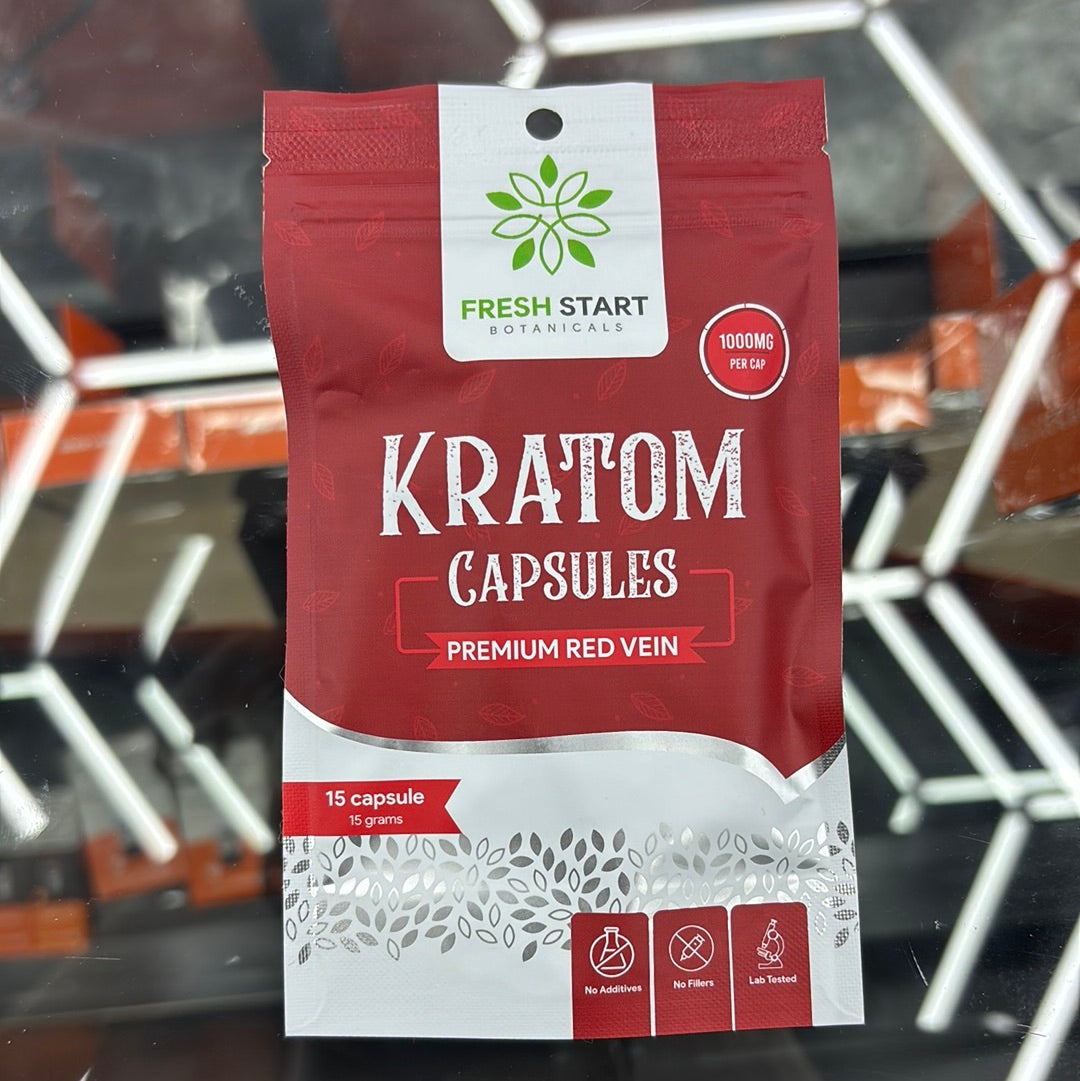 Fresh start botanicals Kratom capsules, premium red vein 15 capsules
