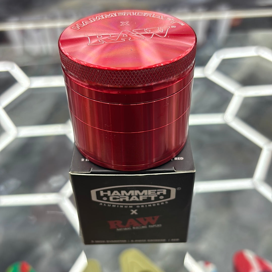 Raw X hammer craft, 2 inch diameter, 4 piece grinder red ￼