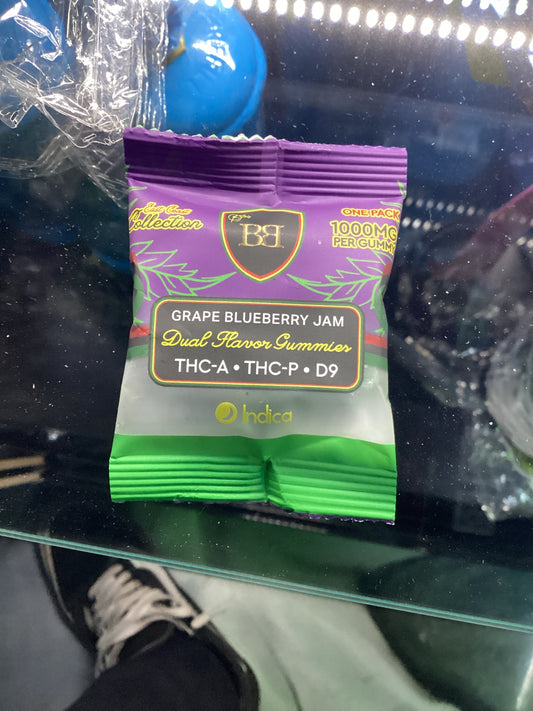 Bud buddy, East Coast collection, grape blueberry jam indica 1000 mg gummy’s