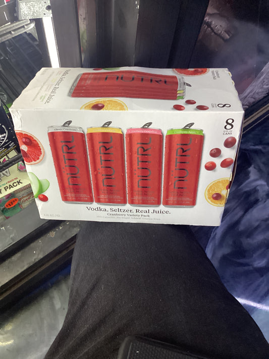 Nutrl cranberry vodka seltzer variety 8 pack cans 12oz