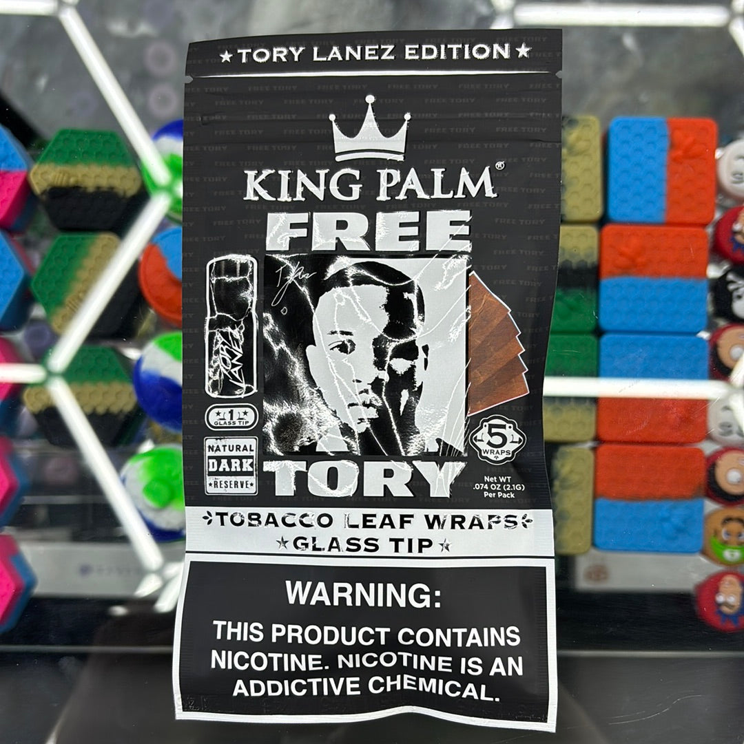 King palm free Tory tobacco leaf wraps with glass tip, 5 wraps