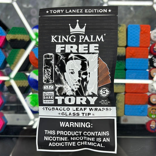 King palm free Tory tobacco leaf wraps with glass tip, 5 wraps