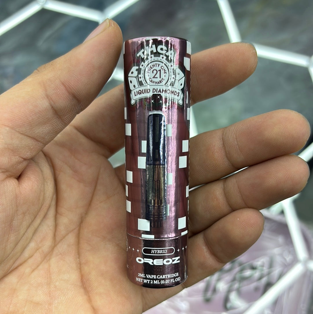 Twenty one Cannabis, THCA, liquid diamonds oreoz hybrid , 2G vape cartridge￼