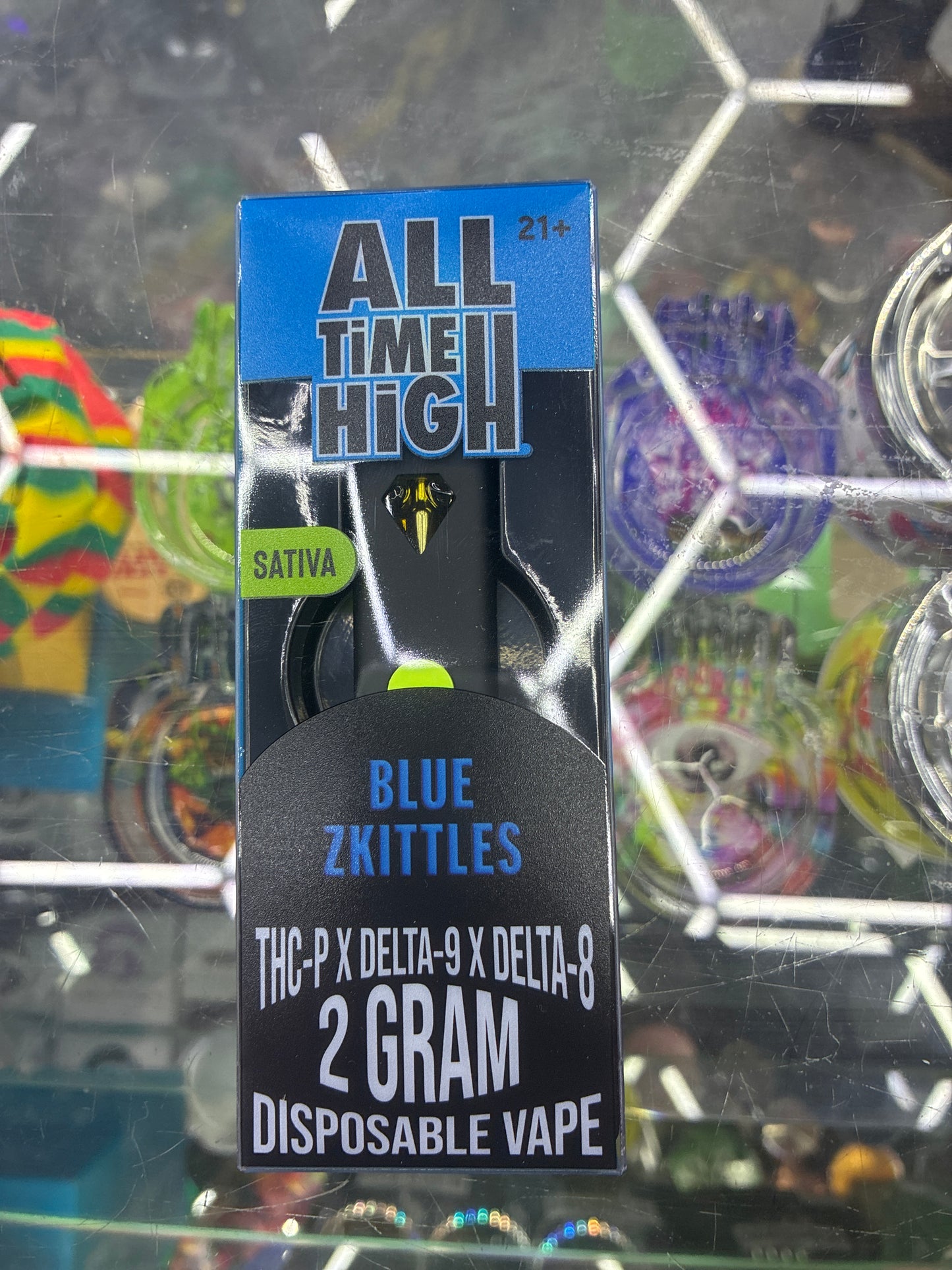 All time high thcp/d9/d8 disposable 2g sativa blue skittles