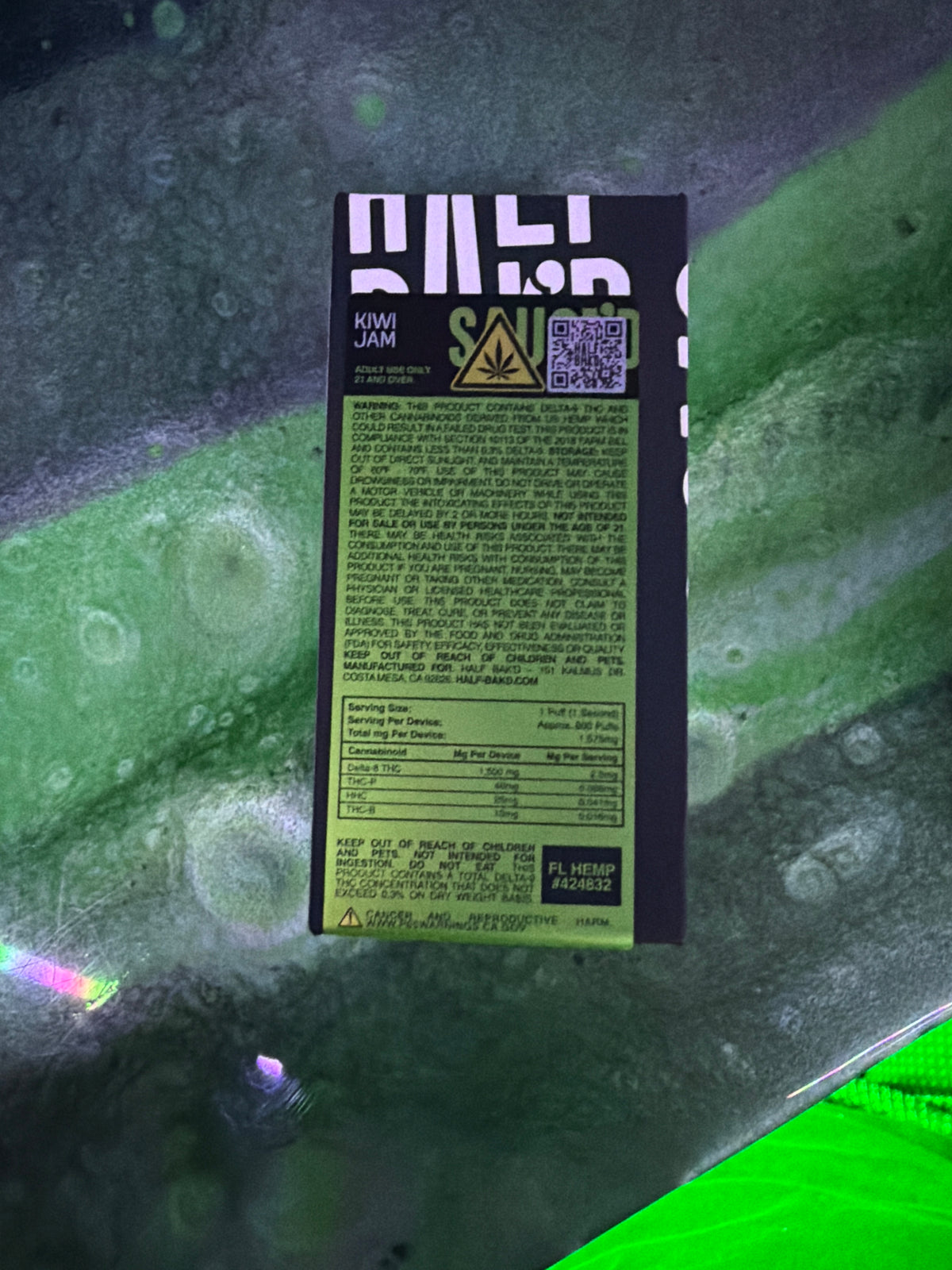 Half bakd 2g live sauce cartridge kiwi jam indica