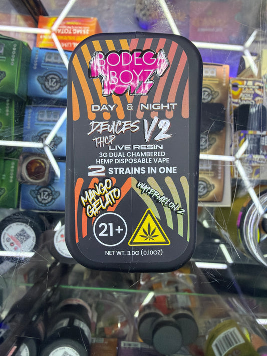 Bodega Boy Thcp 3g disposable vape Dueces V2 Day&Night  Mango Gelato/ Watermelon Z