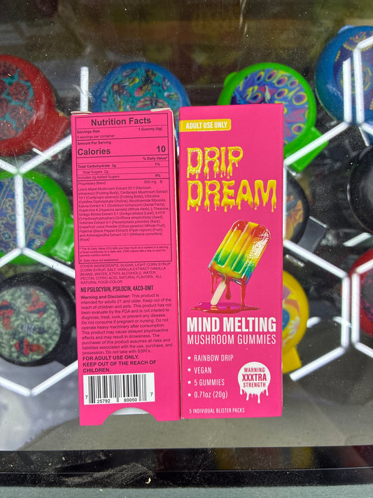 Drip dream mind melting mushroom gummies 5ct rainbow sherbet
