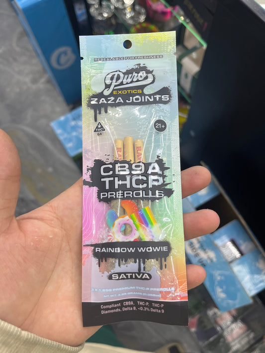 Puro exotics Zara joints CB9A thcp prerolls rainbow wowie sativa