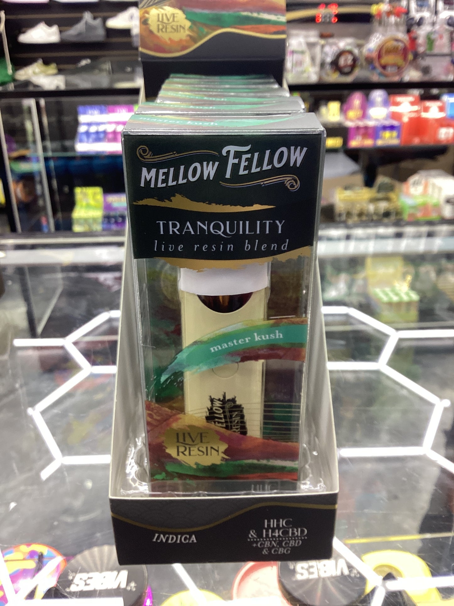 Mellow fellow, master kush, live resin indica