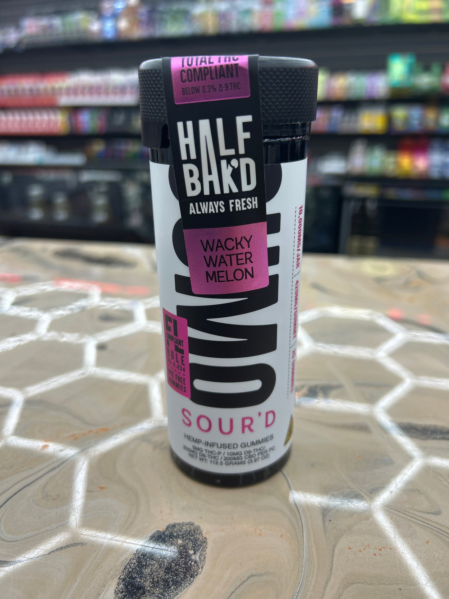 Half baked THCP sourd sumo gummy 10000mg 25ct jar wacky watermelon