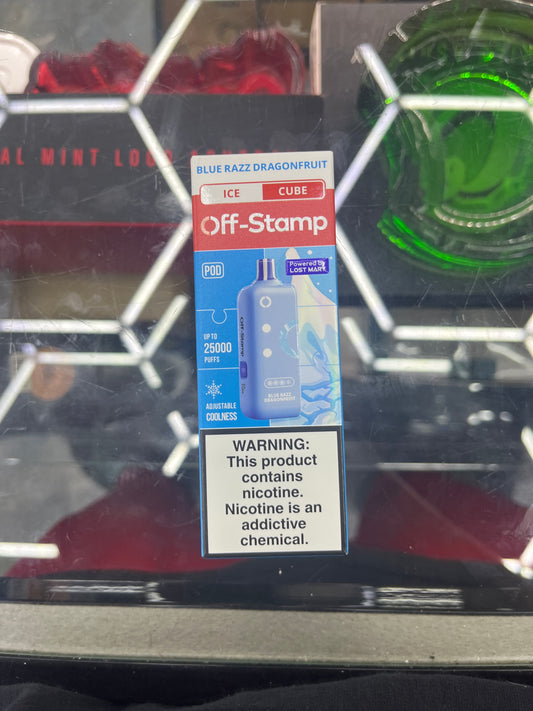 Off stamp ice cube 25Kblue razz dragonfruit