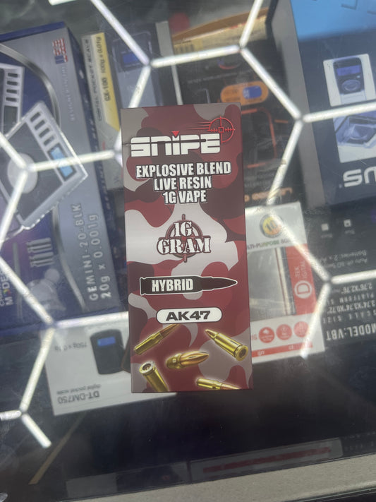 Snipe explosive blend live resin 1g vape ak-47 hybrid