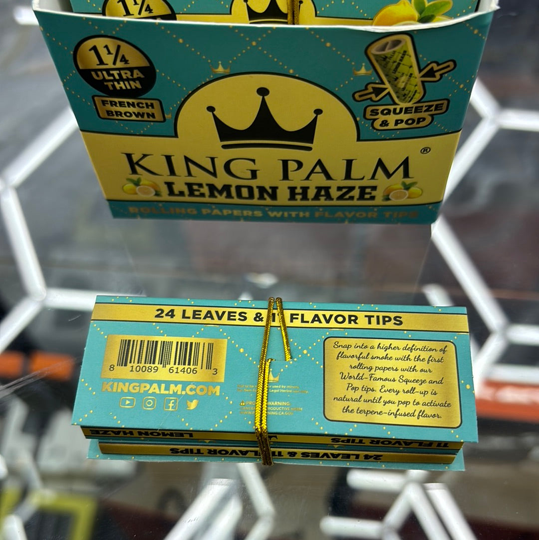 King palm 1 1/4 ultra thin flavor, tips, lemon haze, joint wraps, French brown paper
