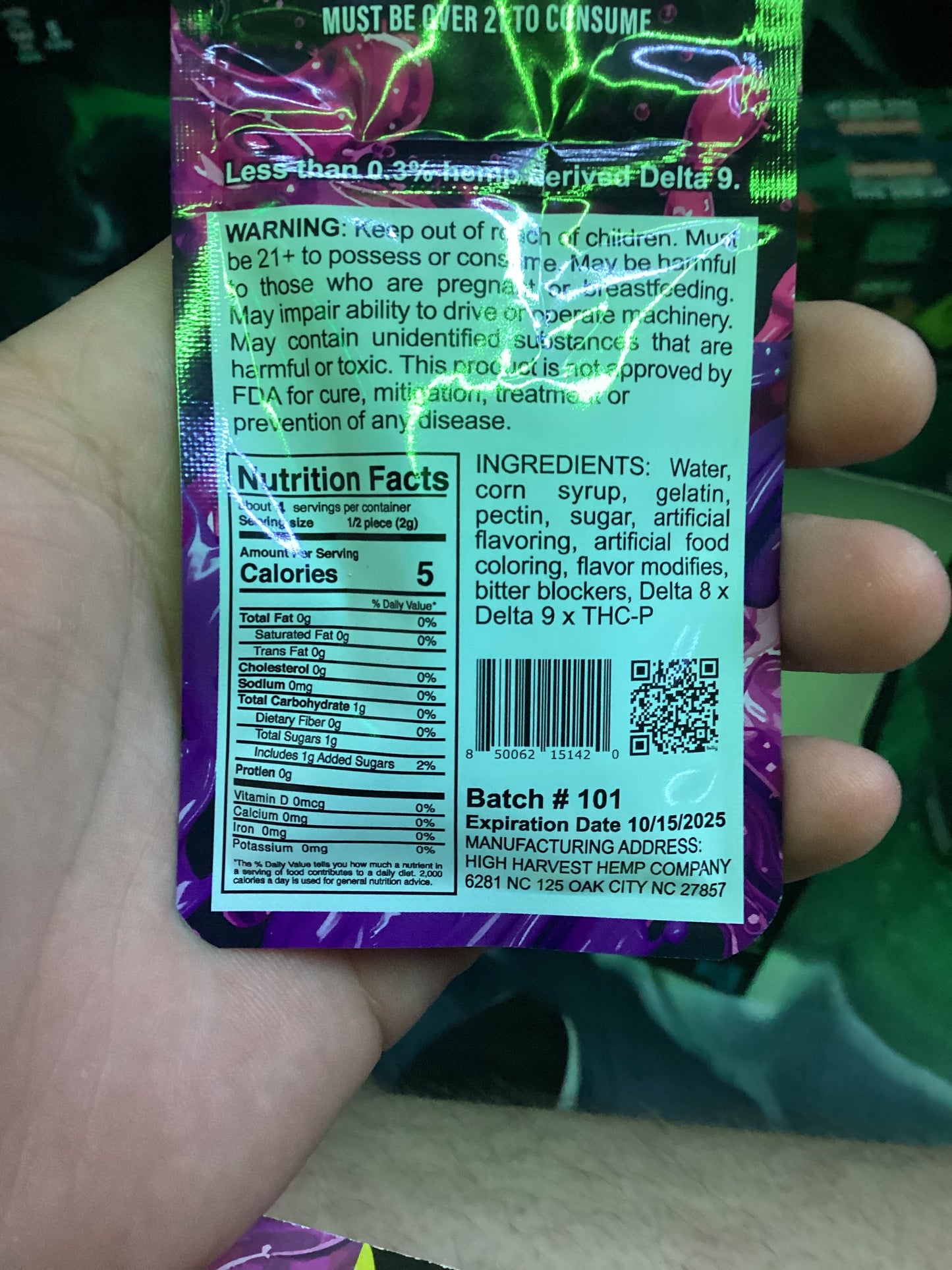 Insane THC gummy’s 1000 mg grape punch