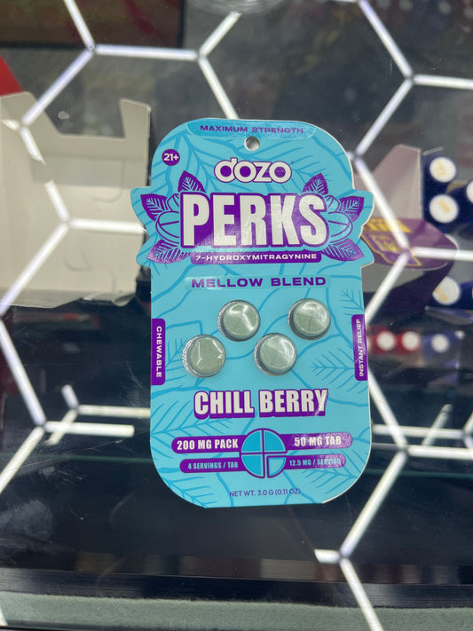 Dozo perk 7-hydromitragynine 200mg/50mg serving mellow blend chill berry
