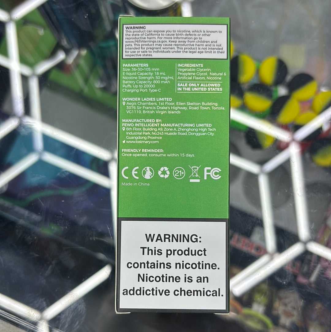 Lost Mary blue baja splash 20,000 puffs