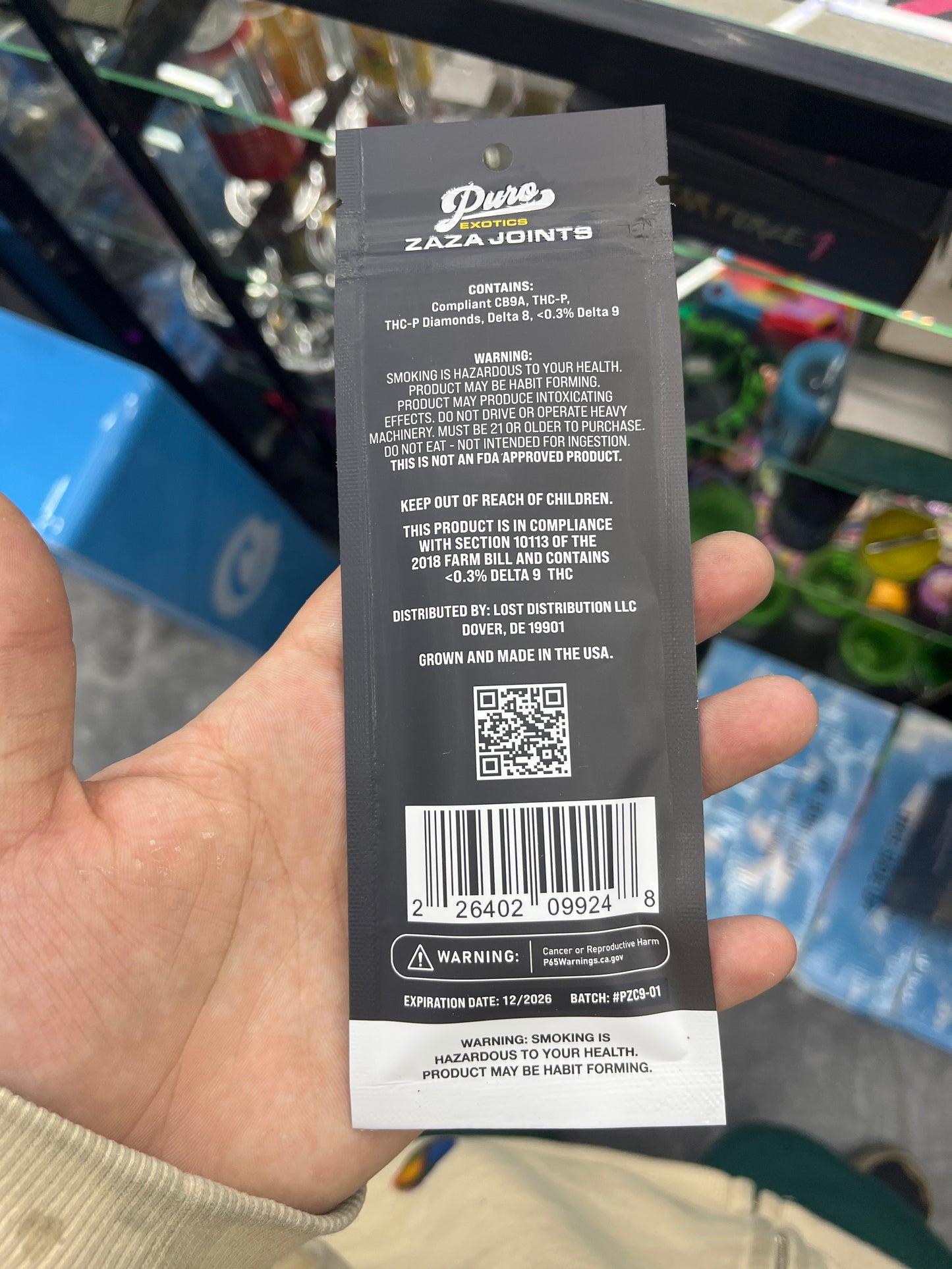 Puro exotics Zara joints CB9A thcp prerolls black ice indica