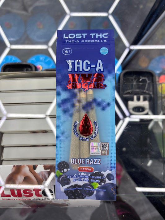 Lost thc-a pre-rolls, vvs sugar blue razz sativa