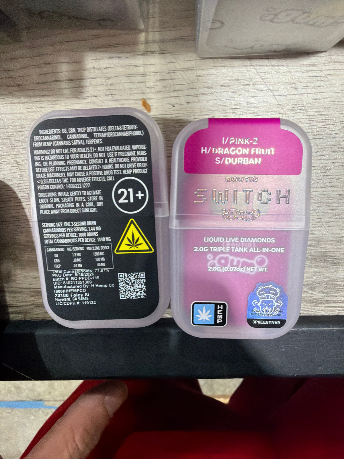 Boutiq Switch Gum 2.0g Triple Tank All In One Pink-Z I/ DragonFruit H/ Durban S