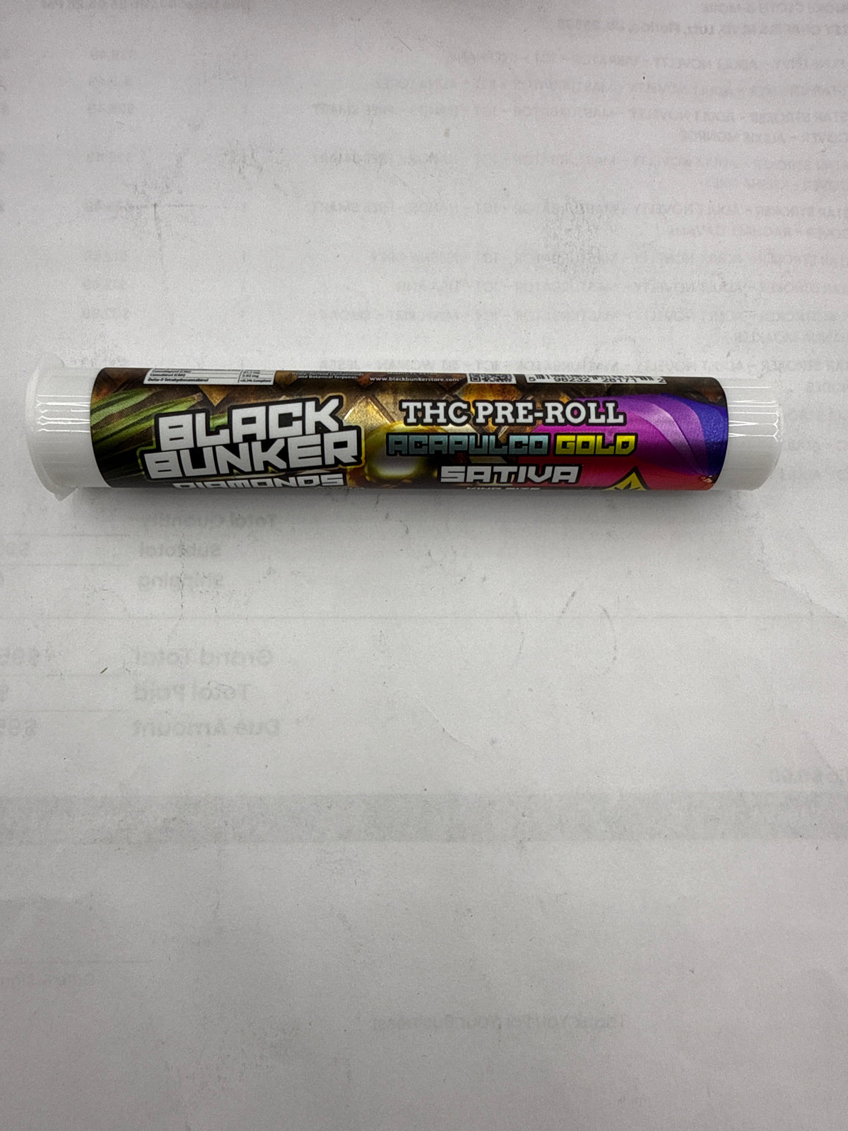 Black Bunker THC Diamonds Pre-Rolls 2G
King size Acapulco Gold sativa