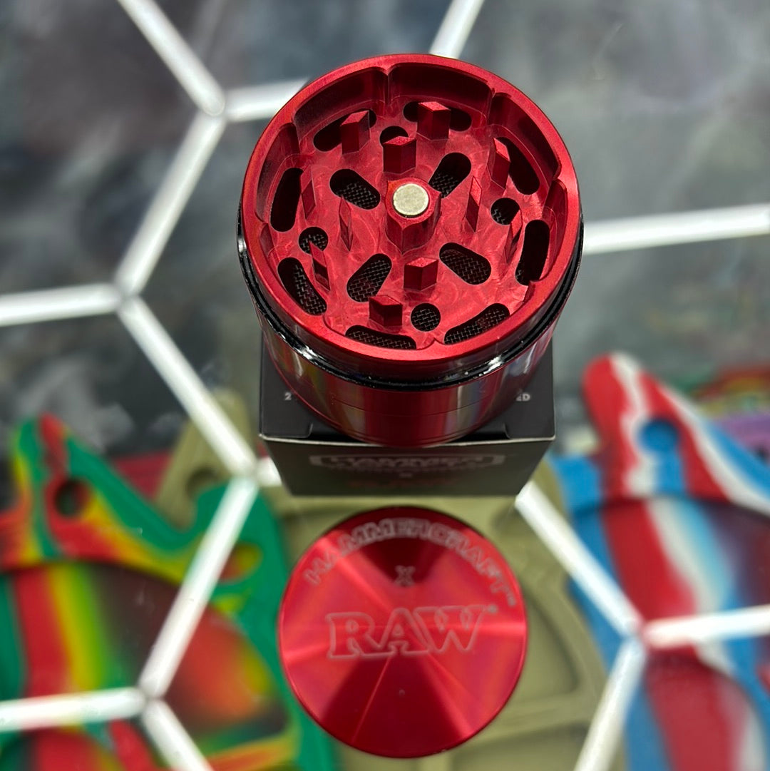 Raw X hammer craft, 2 inch diameter, 4 piece grinder red ￼