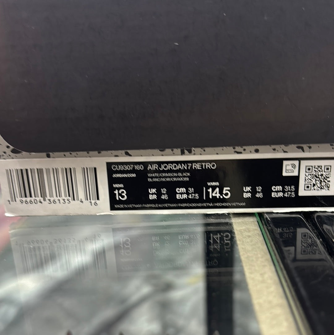 Air Jordan seven retro white/Crimson – Black Blanco/Noir size 13m